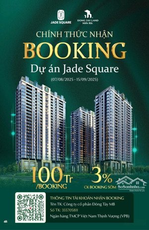 jade square, full giá 2pn 76m2 hơn 6 tỷ, cách hồ tây chỉ 3km - booking ngay chỉ 100tr