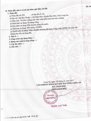 bán đất tại ấp hoà thuận, xã hiệp hoà, đức hòa, long an, 2,85 tỷ, 742 m2 - chính chủ chỉ với