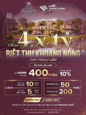 mở bán biệt thự khoáng nóng tự nhiên vốn chỉ cần 400tr: 