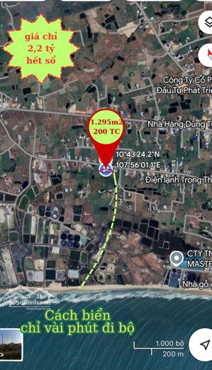 bán đất mặt tiền đường nhựa ven biển tân thành kê gà. giá chỉ 2,2 tỷ (hết sổ 1,295m2)