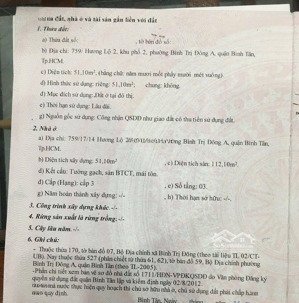 bán nhà mới hẻm 759/ hương lộ 2, dt 4 x 13m, 2.5 tấm, 5.5 tỷ. (tín hưng)