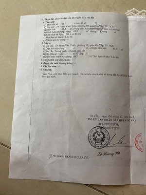 mt đường phạm văn chiêu ngang 5
dt: 5x13 công nhận 64m2
giá 8ty890 tl