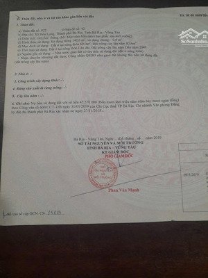 dt: 7,4 x 19 giá 1.8 tỷ, nhánh đường 50 hoà long, thành phố bà rịa, ngay trung tâm xã hoà long