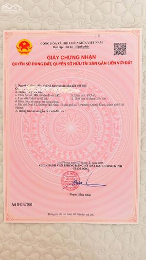 Bán 2 lô đất mặt đường Tĩnh Hải, Hoà Nghĩa, Dương Kinh, Hải Phòng