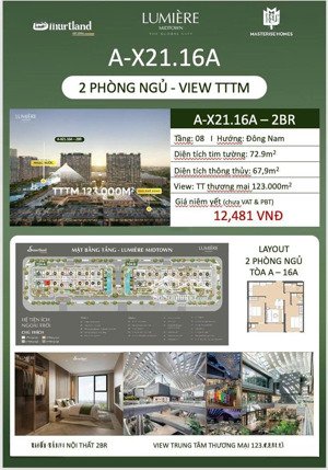 bán căn hộ 2pn lumiere midtown quận 2, giá tốt full ưu đãi đợt đầu mở bán, 