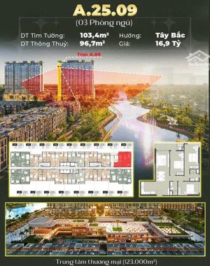 căn hộ 3pn lumiere midtown duy nhất còn lại view sông + kênh đào, chỉ 16,9 tỷ