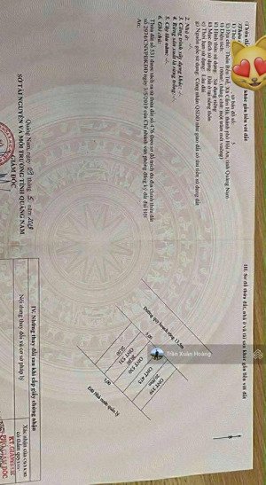 cần bán đất mặt tiền đường 7.5m cẩm hà, hội an, đà nẵng-100m2-2.5 tỷ tl 