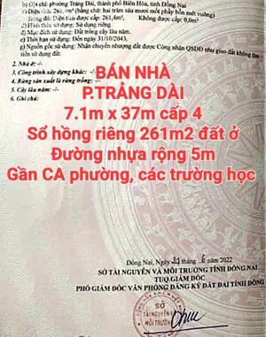BÁN NHÀ TRẢNG DÀI, SỔ HỒNG RIÊNG, ĐƯỜNG NHỰA RỘNG 5m, SÂN VƯỜN RỘNG ĐẬU 4 OTO