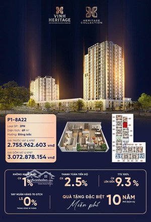 chỉ 1 căn duy nhất ai nhanh tay sẽ sở hữu! căn hộ 2pn view đông bắc | vinh heritage
