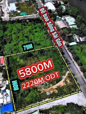 bán đất 5.698m²(79x80m) có 2.220m² thổ cư, đường 20m, view sông, bình đức 2, lái thiêu, hcm, 270 tỷ