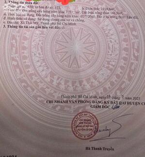 Bán đất đường Trung Lập, xã Thái Mỹ, Củ Chi: 1.920m2, giá 6,8 tỷ.