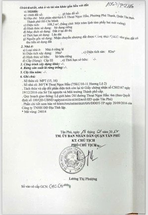 nhà 1/ sát mt thoại ngọc hầu 109m2 giá 7.2 tỷ, ngang 4.1x27m tiện xây chdv