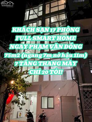 SMARTHOME - CHDV 7 TẦNG 17 PHÒNG - 75m2 NGANG TẬN 7m, NỞ HẬU 11m DÀI 11m - CHỈ 20 TỶ