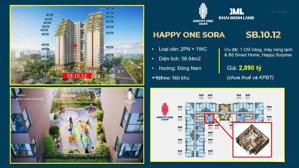 bán căn hộ chung cư 2pn, 1wc tại happy one sora, 2,89 tỷ, 59m2. lh: 