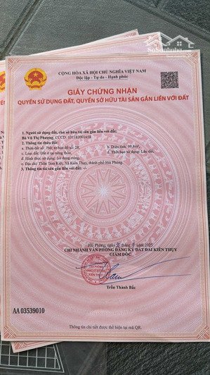 chính chủ gửi bán 1 lô f0 bìa nóng hổi tại thôn tam kiệt _ xã kiến thụy _ hải phòng