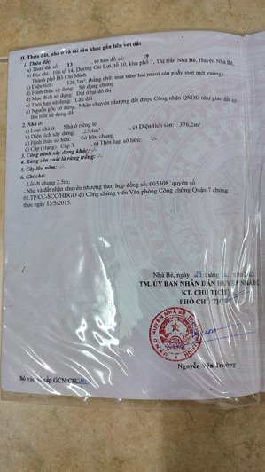 chính chủ bán nhà gần chợ phú xuân, đường dương cát lợi, tt. nhà bè