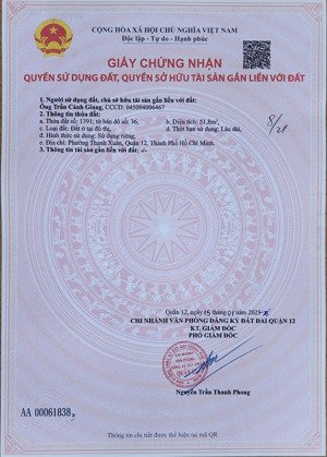 bán đất tx25 khu bàn cờ quận 12 4.5x11.5m, đường nhựa 11m, dân trí cao, giá 4.65 tỷ