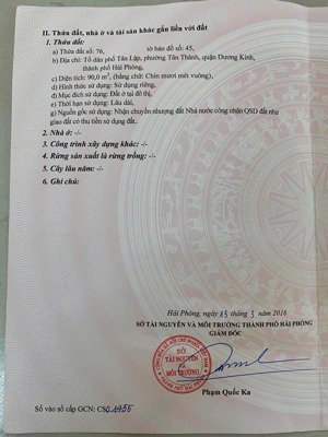 - chính chủ gửi lô đất mặt đường tân lập, tân thành - dt : 90m2 ( 5 x 18 ) , lưu khôg 17m2 . tổng