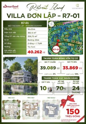 biệt thự đảo đơn lập eco retreat 2 mặt tiền 4 mặt thoáng