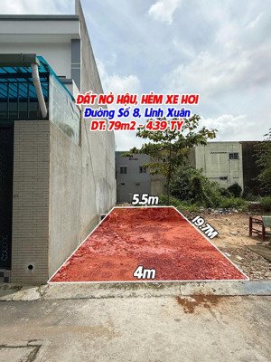 bán đất hẻm xe hơi 79m2 đường số 8, phường linh xuân, thủ đức - giá 4.39 tỷ