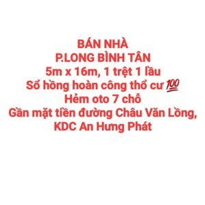 BÁN NHÀ LONG BÌNH TÂN, 1TRỆT 1LẦU, SỔ HỒNG THỔ CƯ, ĐƯỜNG OTO 7 CHỖ