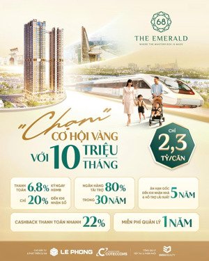 căn hộ view sông the emerald 68, thanh toán 6,8% ký hdmb, ngân hàng hỗ trợ vay 80%