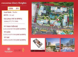 bán căn studio cực hiếm glory heights view pháo hoa, vincom quảng trường thanh toán giản 180 ngày