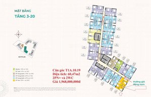 duy nhất giỏ hàng nội bộ căn góc tháp cielo 2pn+ và 2wc tầng 10. tháp cielo t1a.10.19 giá 1,96 tỷ