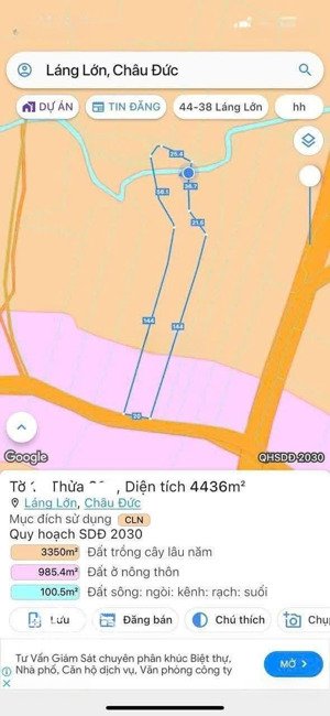 láng lớn, châu đức, bà rịa vũng tàu, 4,1 tỷ, 4400m2 có 200 thổ cư lh 
