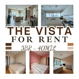 cho thuê căn góc 3pn chung cư the vista, view hồ bơi, nội thất đầy đủ, giá 40trđ