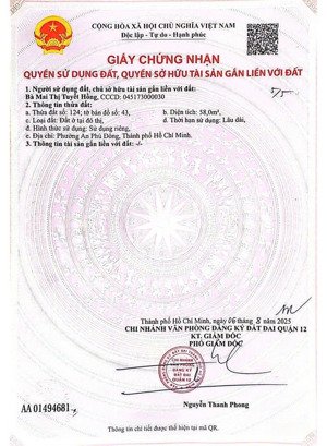 bán đất hẻm xe hơi đường hà huy giáp , thạnh lộc cũ dt 4.8x13 thổ cư 100% sổ riêng chính chủ