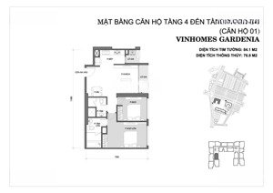 căn hộ 2n giá rẻ nhất thị trường vinhomes gardenia, 6,5 tỷ, 78m2,