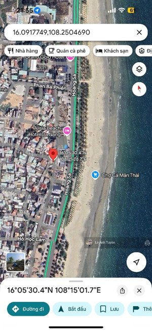 bán lô đất đẹp 3mt đường 5m ra hoàng sa, ngay sát bãi tắm mân thái - biển mỹ khê