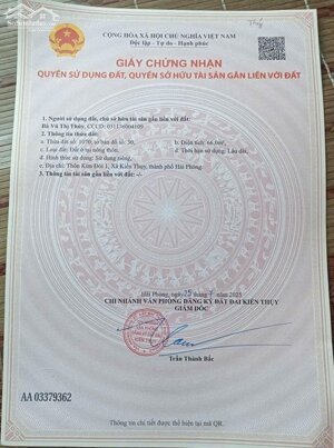 Bán đất Hữu Bằng - Kiến Thụy - Hải Phòng