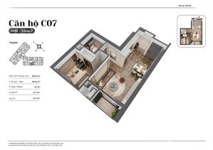 chung cư kepler land mỗ lao: chính chủ cần bán căn 1pn 45,6m2 tầng đẹp tòa hh02