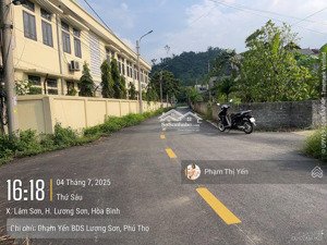 cần bán lô đất tại lâm sơn, lương sơn có diện tích 408m2 full thổ cư. lô đất 3 mặt tiền làn 2 ql6