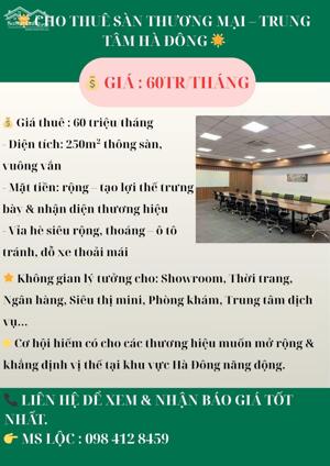  CHO THUÊ SÀN THƯƠNG MẠI – TRUNG TÂM HÀ ĐÔNG 