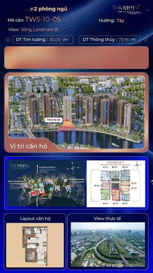 suất spa - chính chủ tháp 5 10 - 05 | 2pn 81m2 | view sông, landmark 81 | 13,55 tỷ all in
