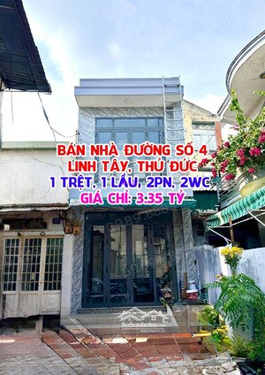bán nhà đường số 4, phường linh tây, thủ đức - giá 3.35 tỷ