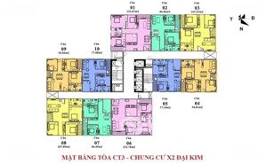 bán căn góc toà ct3 cc x2 đại kim hoàng mai, dt 95m2, 3 pn, nhận nhà luôn, có ban công, tầng trung