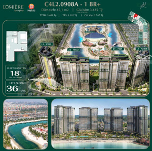 bán căn hộ 1pn tại lumière springbay masterise homes, vị trí đắc địa,chiết khấu siêu tốt