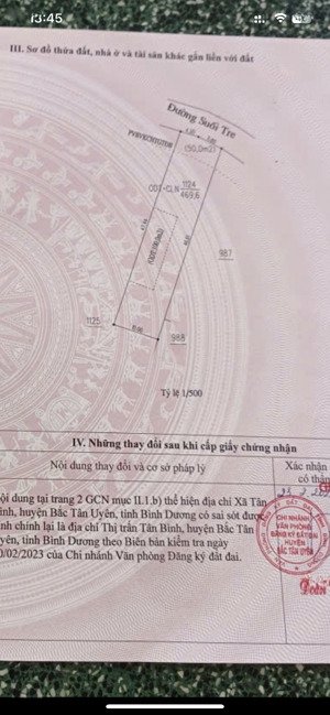 bán lô đất đường suối tre kế bên vsip2, dt 470m2 có thổ cư giá chỉ 3tỷ250 thương lượng