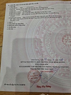 bán nhà phường tân an, thủ dầu một 117,5m2 thổ cư 100m2 3pn, 3wc sân oto sẵn