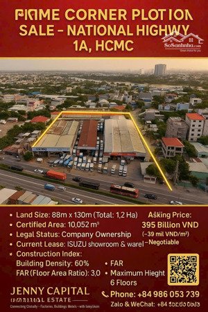 bán showroom xe hơi góc 2 mặt tiền quốc lộ 1a, tp.hcm 1a
