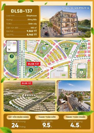 shophouse cực chất đại lộ sao băng, 2 mặt tiền tại vinhomes golden city, 8,965 tỷ, 100m2