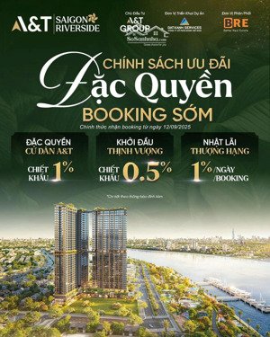 a&t saigon riverside, căn hộ ven sông - chuẩn resort, nhận booking 50tr có hoàn lại, nhận ck ngay