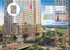 bán nhanh 1 căn hộ 1pn + diện tích 52.5 m2, view sông, nội khu và cầu hòa xuân