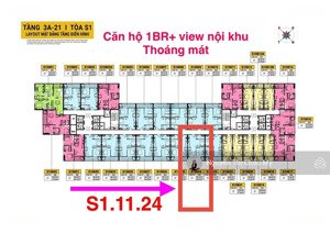 căn 1br+ tầng trung view sông cẩm lệ- thành phố- toà s1- giỏ hàng cđt độc quyền- châu mỹ srt