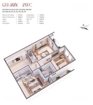 bán căn hộ cao cấp 2pn tại vic grand square, hùng vương, 70m2, view đẹp chỉ với 2tỷ7