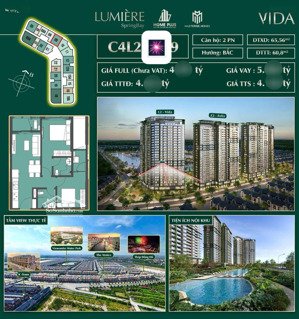 căn hộ 2pn, diện tích 65,56m2 chỉ với giá 4tỷxx, view pháo hoa + view hồ paradise bay rông đến 11ha
